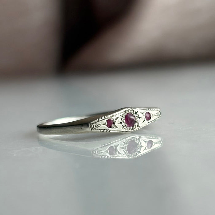 Engraved Signet Ring with Ruby