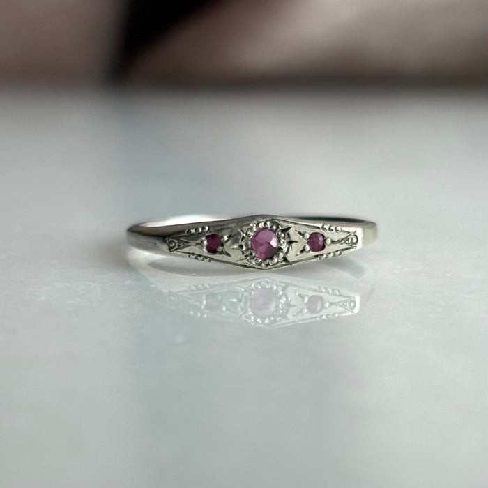 Engraved Signet Ring with Ruby