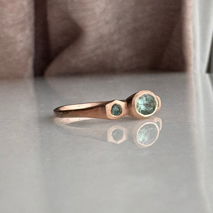 Green Tourmaline and Emerald Ring