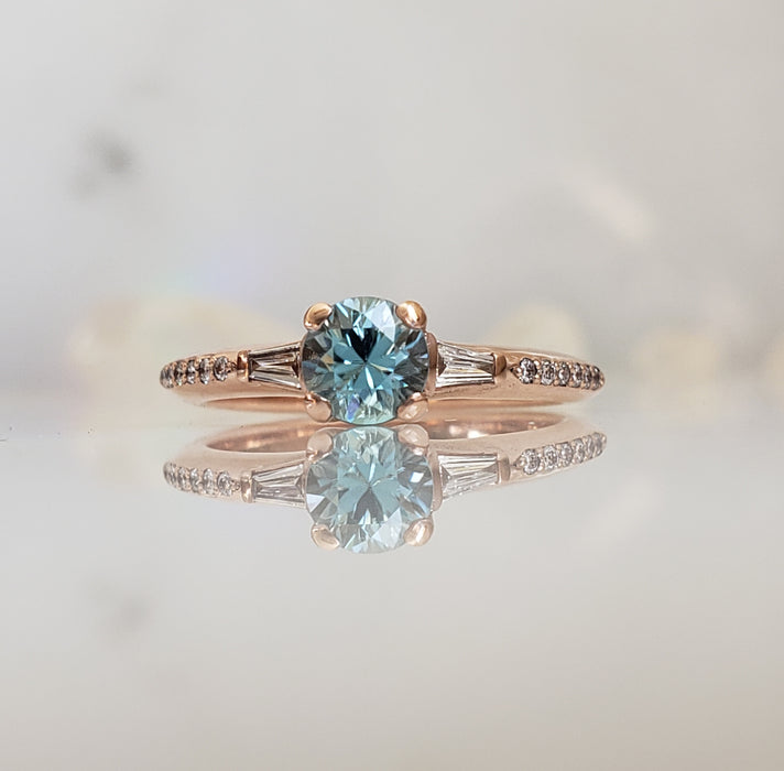 Zircon and Diamond Engagement Ring in 14K Rose Gold