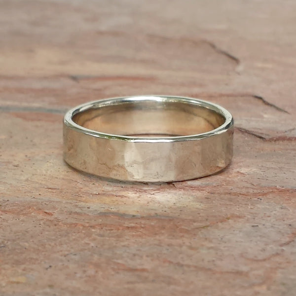 Men's Hammered Gold Band