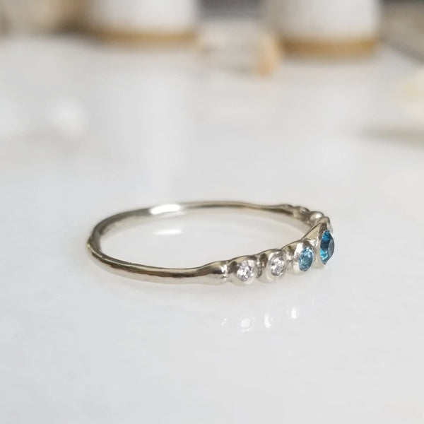 Ombre Blue Topaz And Diamond Band