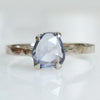 Rose Cut Blue Sapphire 14K White Gold Ring