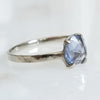 Rose Cut Blue Sapphire 14K White Gold Ring