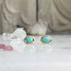 Turquoise Oval Studs in 18k Yellow Gold